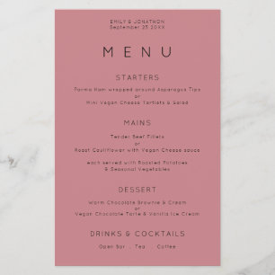 PAPEL Menu de Casamento simples com poeira de ti