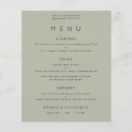 PAPEL | Menu de Casamento Verde Simples Pale Sage