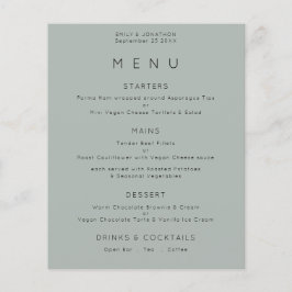 PAPEL | Menu de Casamento Verde Simples Silvery Sa