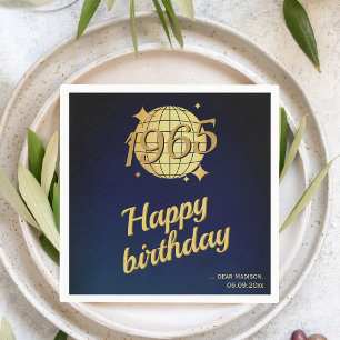 Papel Nascido em 1965 guardanapo festivo dourado de 60 a