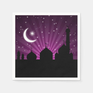 Papel Noite roxa da silhueta da mesquita - guardanapo de
