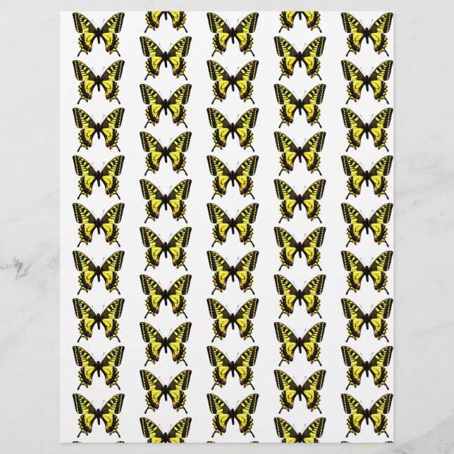 Papel origami com padrão de borboletas (Frente)