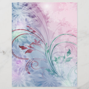 Papel origami floral rosa e azul