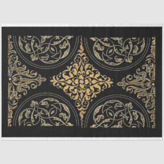 Papel Ornamental preto clássico e Dourado