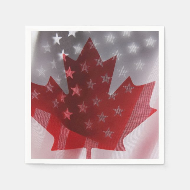 Papel Os bandeiras dos EUA e do Canadá guardanapo de pap (Frente)