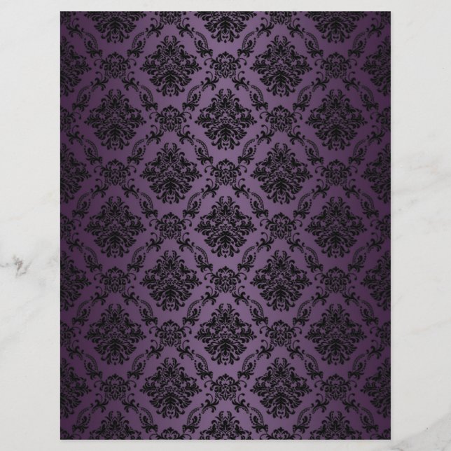 Papel-padrão de rendas preto no plástico barroco (Frente)