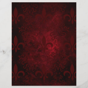Papel Padrão Fleur de Lis Vermelho e Preto