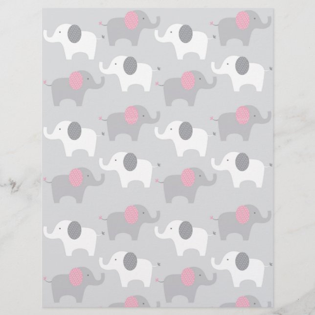 Papel-papa-rosado para bebê de elefante, Cinza ros (Frente)