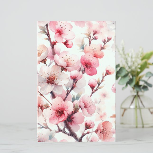 Papel para Álbum de Recortes da Flor de Cerejeira (Em pé/Frente)