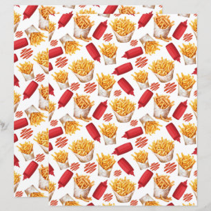 Papel para Álbum de Recortes de Ketchup e Batatas 