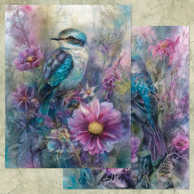 PAPEL PARA Álbum de RECORTES DE PÁSSARO LINDO NO J (BEAUTIFUL BIRD IN GARDEN SCRAPBOOK PAPER)