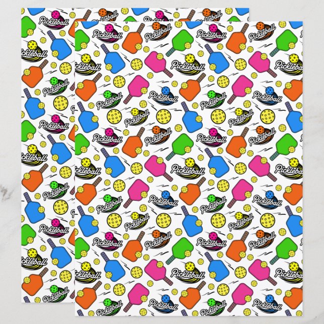 Papel para Álbum de Recortes de Pickleball (Frente/Verso)