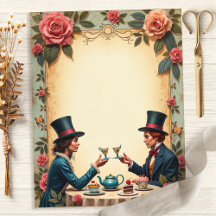 Papel para Álbum de Recortes do Chá da Alice com o