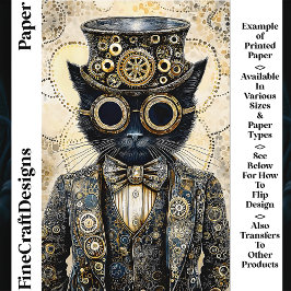 Papel para Álbum de Recortes Gato Preto Steampunk 