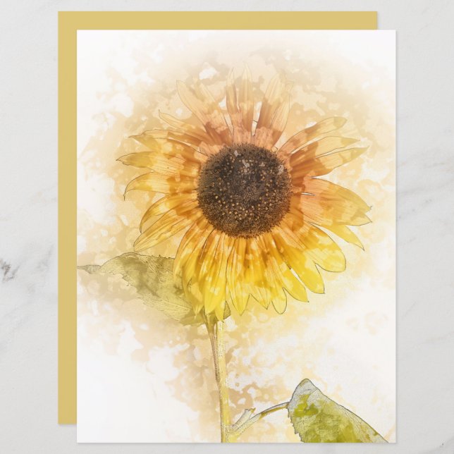 Papel para Artesanatos de álcoois Sunflower Waterc (Frente/Verso)