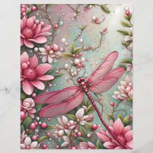 Papel para escorregar de Dragonfly e Flores