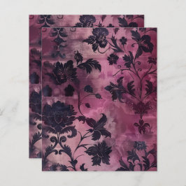 Papel para Escraparia Floral de Grunge Gótico Roxo