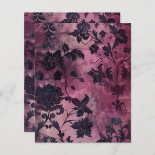Papel para Escraparia Floral de Grunge Gótico Roxo
