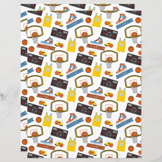 Papel para livros de basquete (Frente/Verso)