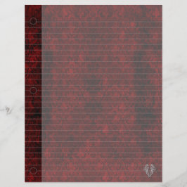 Papel para notebook Gótico Red Silver Heart Damask