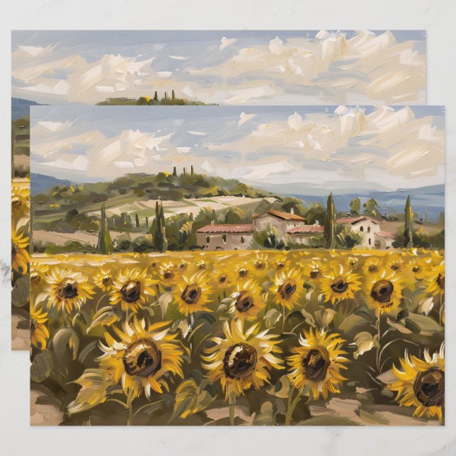 Papel para Paisagem em Campo de Girassol (Frente/Verso)