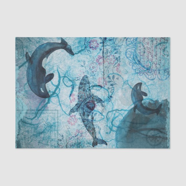 Papel para tecidos de baleia náutica (Frente )