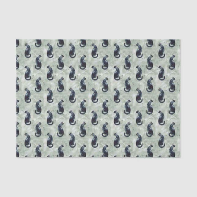 Papel para tecidos de cor aquática preto (Frente )