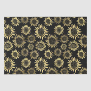 Papel para tecidos de girassol, Dourado, preto