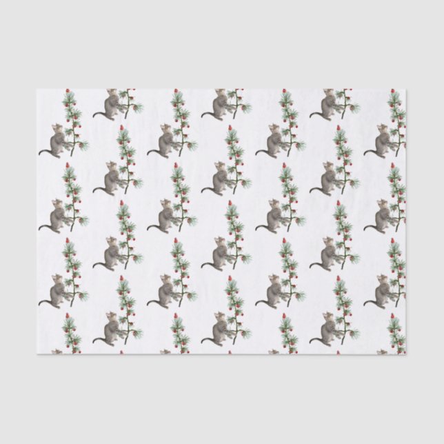 Papel para tecidos de pássaros vermelhos da árvore (Frente )