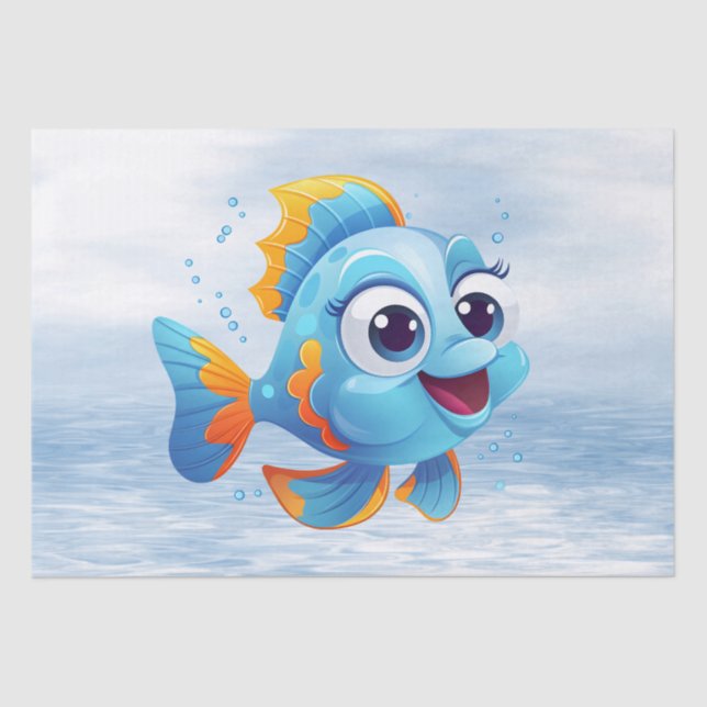 Papel para tecidos de peixe azul (Frente )