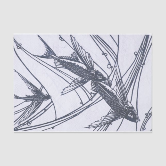 Papel para tecidos de peixes voadores (Frente )