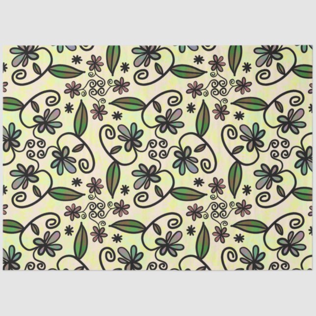 papel para tecidos de pétalas botânicas (Frente )