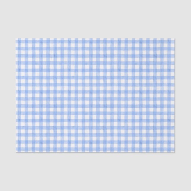 Papel para Tecidos Gingham de Cor Azul (Frente )