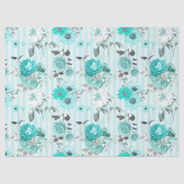 Papel para tecidos Turquoise Série Floral Design 1 (Frente )