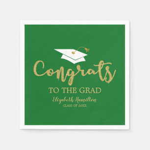 Papel Parabéns ao Graduado Glitter Dourado Guardanapo de