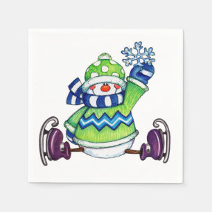 Papel Patinagem no gelo do boneco de neve - guardanapo