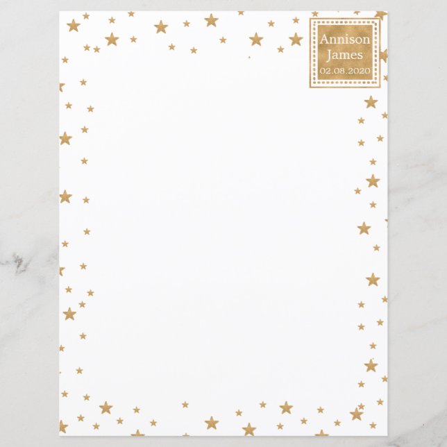 Papel personalizado de carta com brilho nas estrel (Frente)