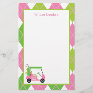 Papel Personalizado de Golfe Rosa e Verde