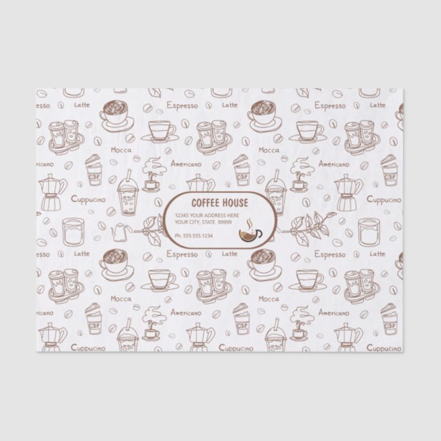 Papel Personalizado de Padrão de Café Moderno (Frente )