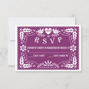 Papel picado ama pássaros casamento roxo Resposta