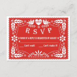 Papel picado ama pássaros vermelho casamento RSVP 