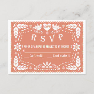 Papel picado amor pássaros casal de pêssego RSVP