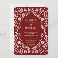 Papel Picado Burgundy Convite Para Casamento Mexic