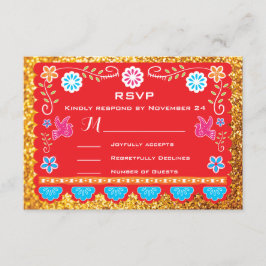 Papel Picado Mexicano Fiesta RSVP dourado