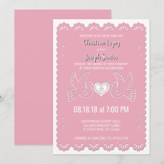 Papel Picado Pink Love Birds Convite Para Casament