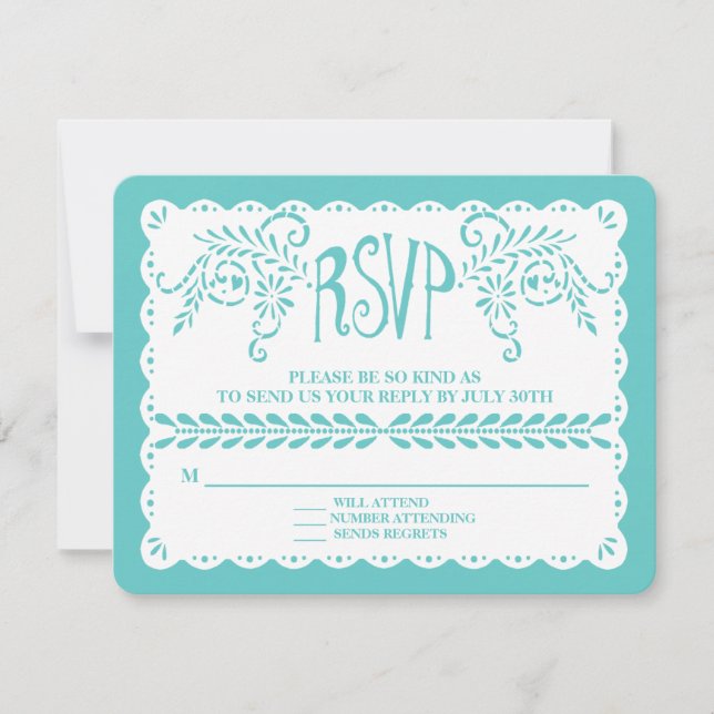 Papel Picado RSVP Aqua Dourada Fiesta Wedband Bann (Frente)