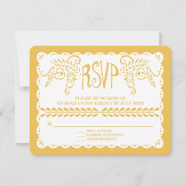 Papel Picado RSVP Dourado Fiesta Wedding Banner (Frente)