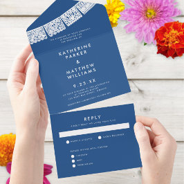 Papel Picado Wedding Banner Blue
