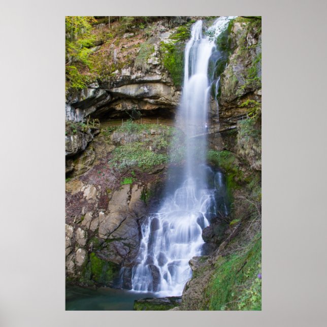 Papel Poster de cascata e rocha (Matte) (Frente)