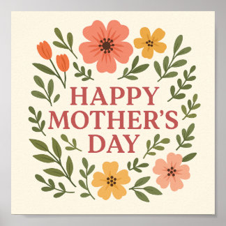 Papel Poster de Valor da Mãe Floral Elegante (Matt